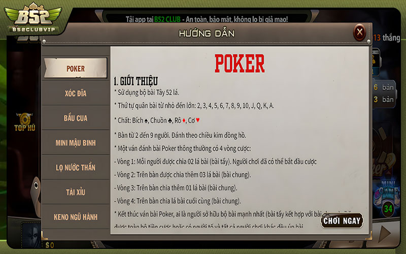 Poker B52club – Trải nghiệm đỉnh cao cho dân chơi